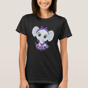 Alzheimer's Awareness Elephant Purple Flower Warri T-Shirt