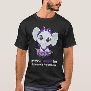 Alzheimer's Awareness Elephant Purple Flower Warri T-Shirt
