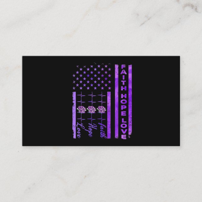 Alzheimers Awareness Faith Hope Love Purple Business Card (Front)