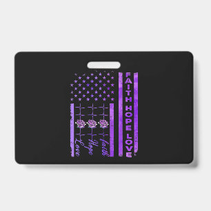 Alzheimers Awareness Faith Hope Love Purple ID Badge