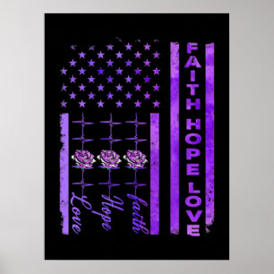 Alzheimers Awareness Faith Hope Love Purple Poster