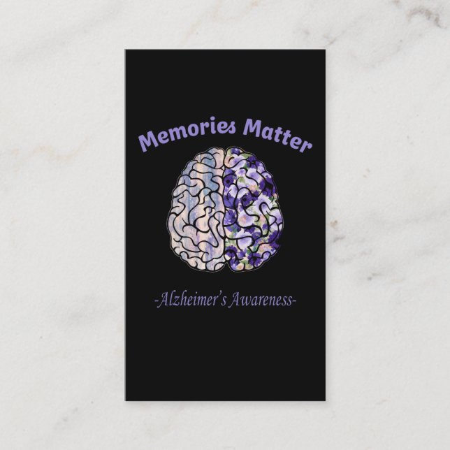 Alzheimers Awareness Flower colourful brain Business Card (Front)