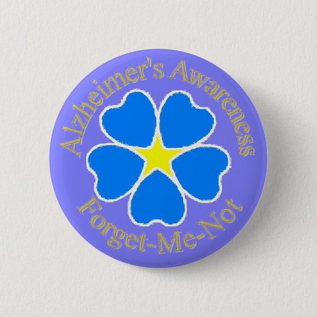Alzheimer's Awareness Forget me not Ylw 6 Cm Round Badge (Front)