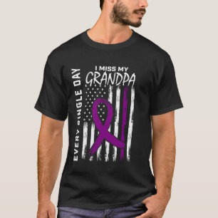 Alzheimers Awareness Grandpa American Flag 4th of T-Shirt