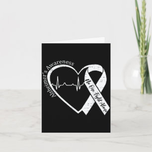 Alzheimer's awareness heart ribbon purple dementia card