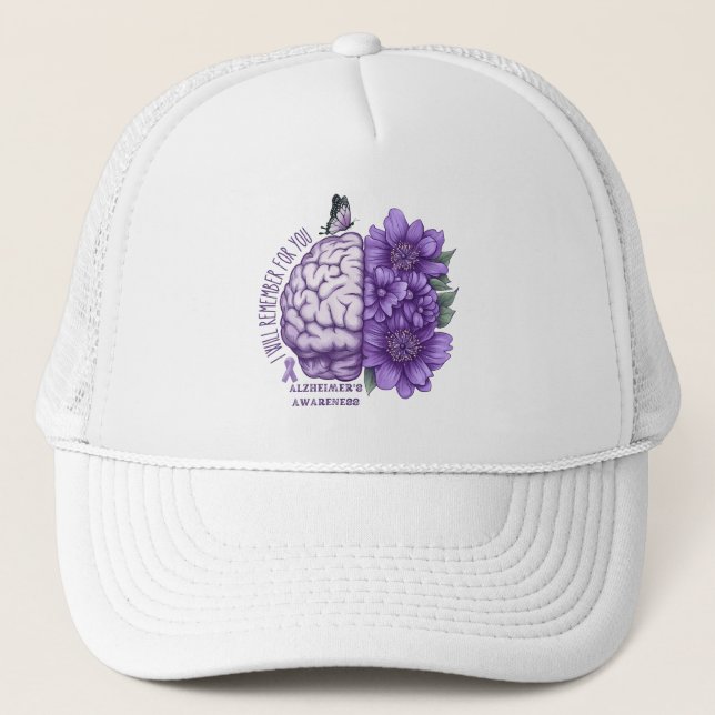 Alzheimer's Awareness I Will Remember For You Trucker Hat (Front)