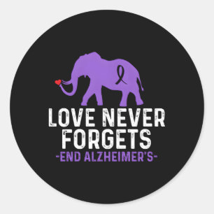 Alzheimers Awareness Love Never Forgets End Alzhei Classic Round Sticker