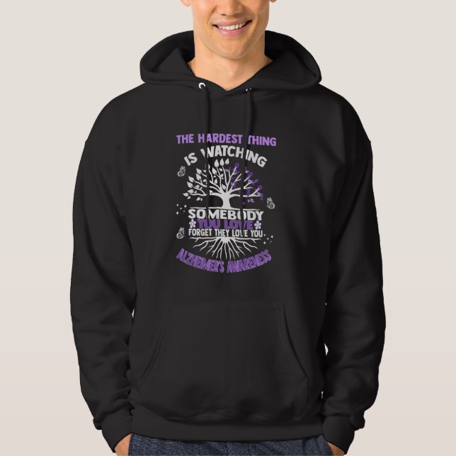 Alzheimer's Awareness Love Support Purple Ribbon M Hoodie (Front)