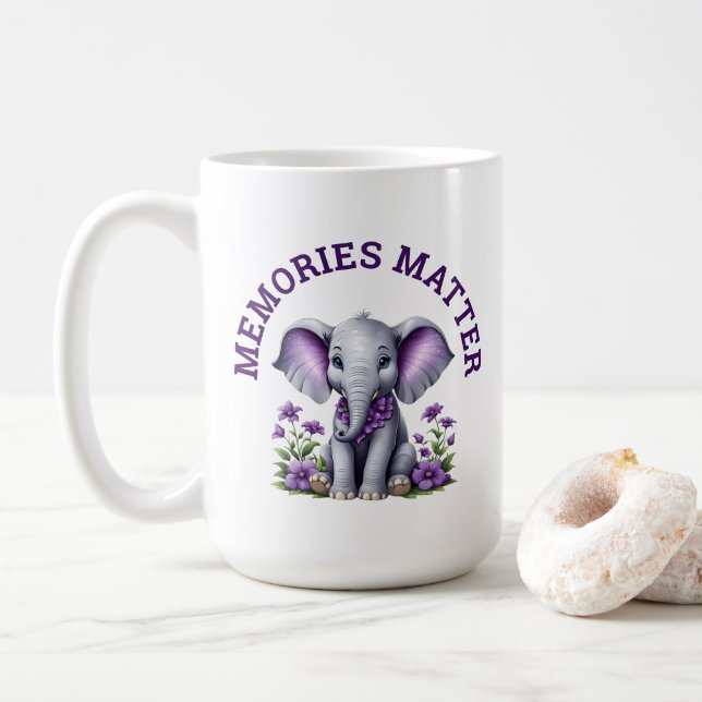 Alzheimer's Awareness Memories Matter Elephant  Coffee Mug (With Donut)