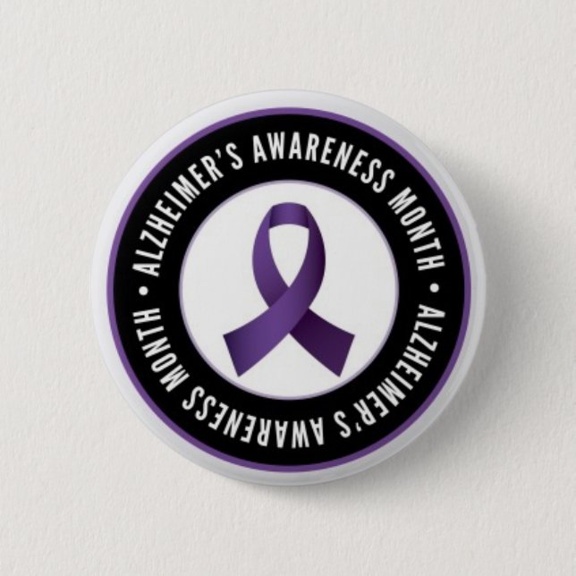 ALZHEIMER'S AWARENESS MONTH 6 CM ROUND BADGE (Front)