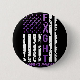 Alzheimers Awareness Month Day USA Flag Ribbon 6 Cm Round Badge
