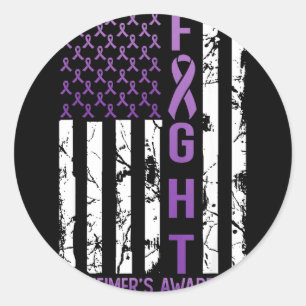 Alzheimers Awareness Month Day USA Flag Ribbon Classic Round Sticker