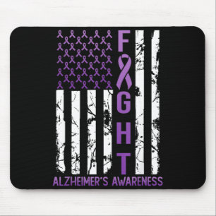 Alzheimers Awareness Month Day USA Flag Ribbon Mouse Mat