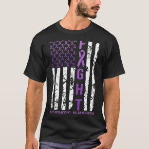 Alzheimers Awareness Month Day USA Flag Ribbon T-Shirt