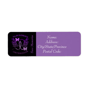 Alzheimers Awareness Purple Butterflies Labels 2
