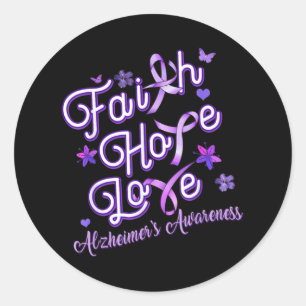 Alzheimer's Awareness Purple Ribbon Products Faith Classic Round Sticker