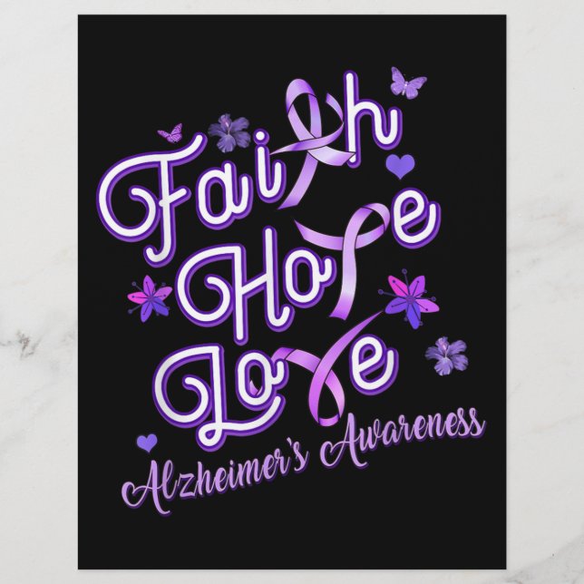 Alzheimer's Awareness Purple Ribbon Products Faith Custom Letterhead (Front)