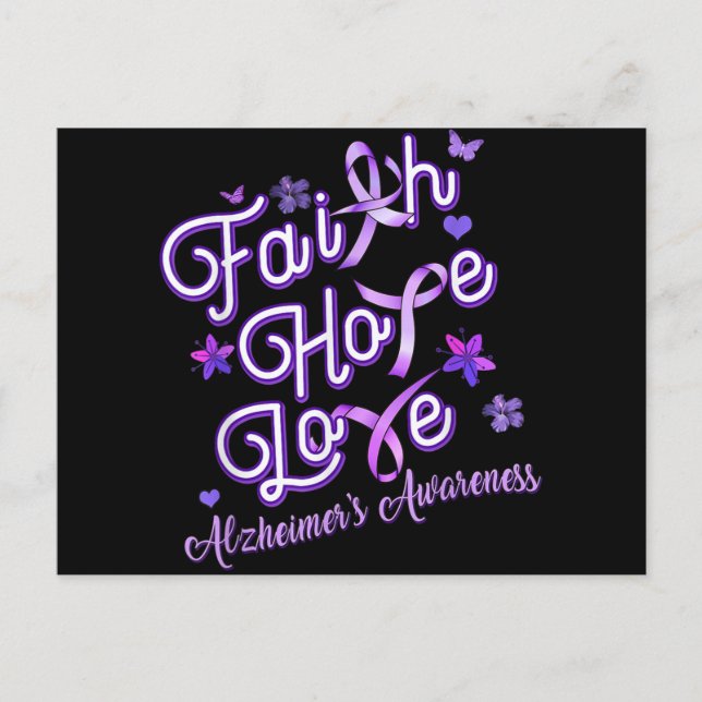 Alzheimer's Awareness Purple Ribbon Products Faith Holiday Postcard (Front)