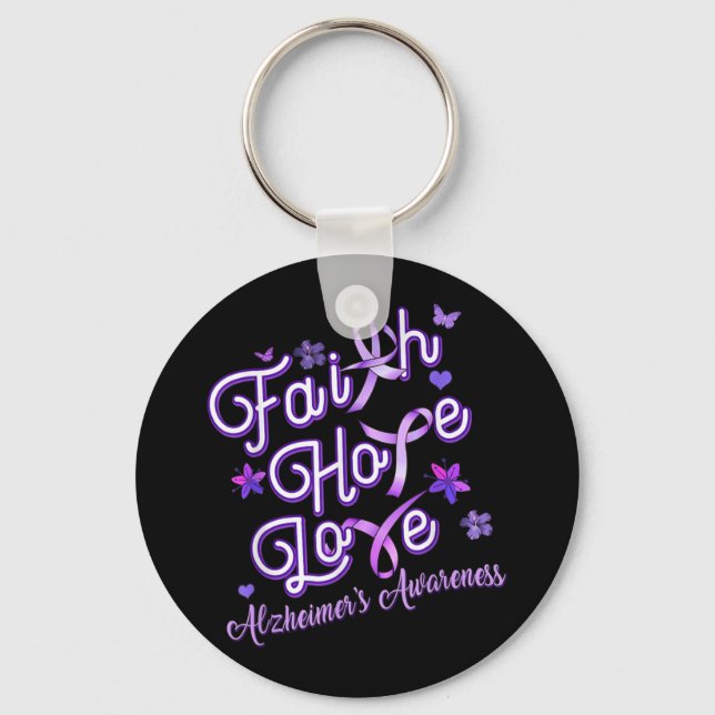 Alzheimer's Awareness Purple Ribbon Products Faith Key Ring (Front)