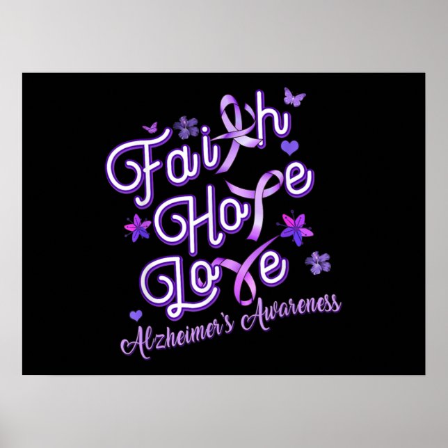 Alzheimer's Awareness Purple Ribbon Products Faith Poster (Front)