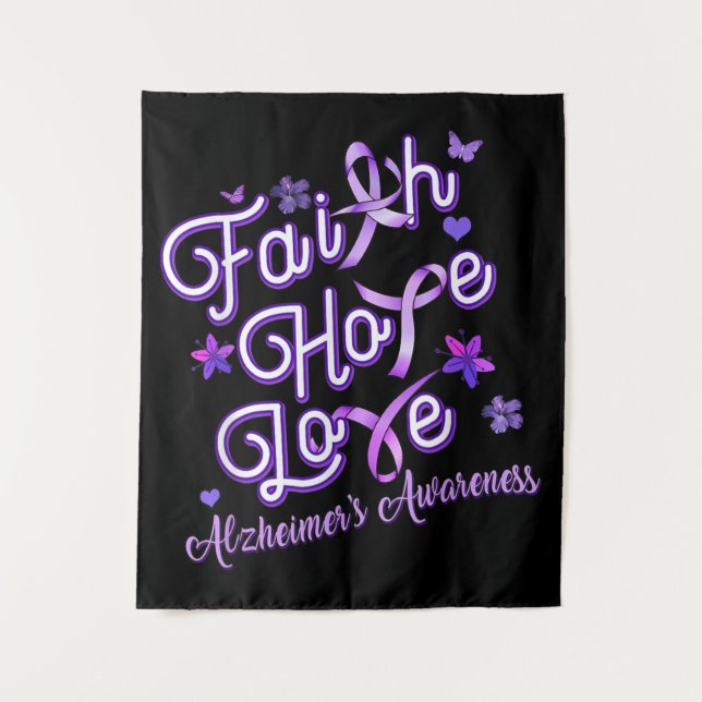 Alzheimer's Awareness Purple Ribbon Products Faith Tapestry (Front)