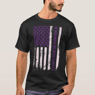 Alzheimer's Awareness Purple Ribbon US Flag Mum Da T-Shirt