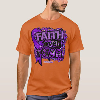 Alzheimers awareness Ribbon Faith Over Fear Leopar T-Shirt