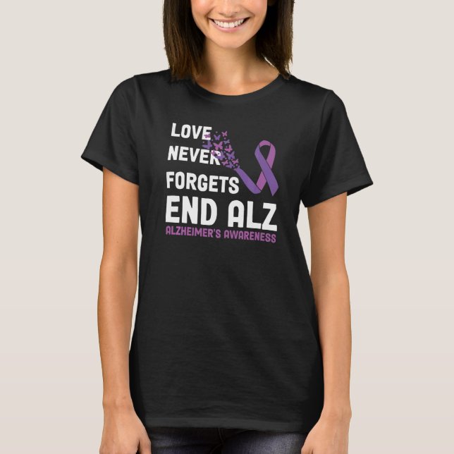 Alzheimer's Awareness Ribbon Purple Butterflies   T-Shirt (Front)