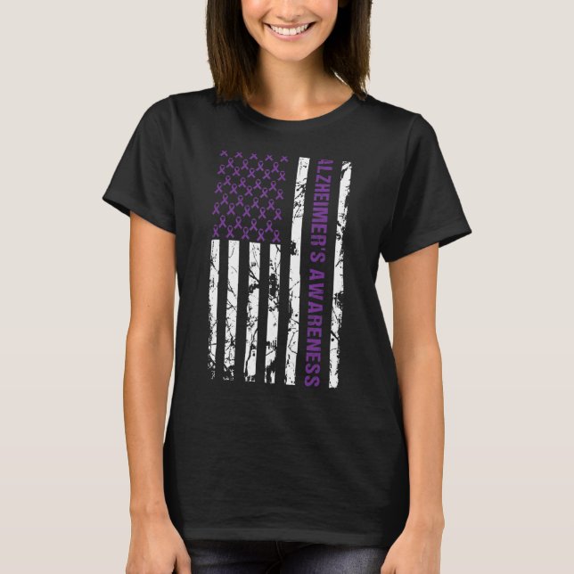 Alzheimer's Awareness Ribbon Purple September 21 U T-Shirt (Front)