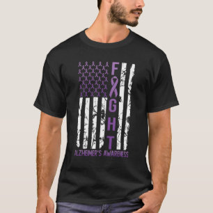 Alzheimer's Awareness September 21 USA Flag Ribbon T-Shirt