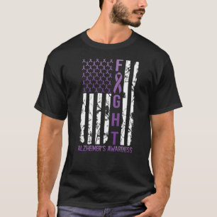 Alzheimer's Awareness September 21 USA Flag Ribbon T-Shirt