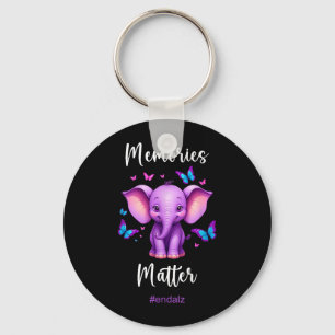 Alzheimers Awareness Shirt Purple Elephant Key Ring