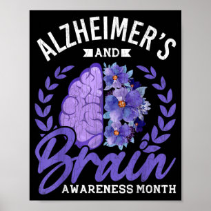 Alzheimers Brain Awareness Month Purple Ribbon Poster
