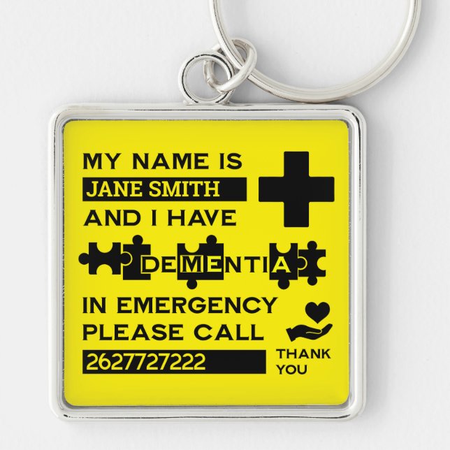  Alzheimer's Dementia Alert Key Ring (Front)