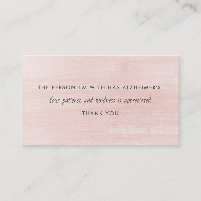 Alzheimer's Dementia Patience Kindness Information Business Card (Front)