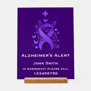 Alzheimer's Disease Alert Contact Acrylic Sign