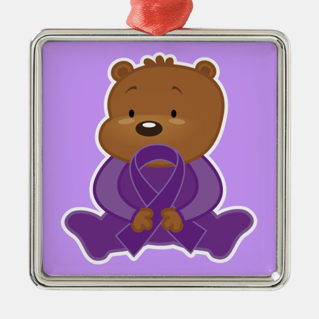 Alzheimers Disease Awareness Bear Keepsake Metal Tree Decoration (Front)