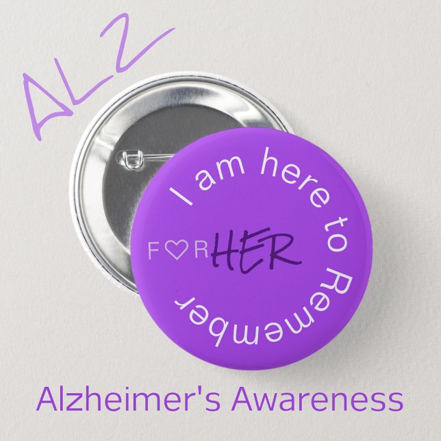 Alzheimers Disease Awareness Caregiver Purple 6 Cm Round Badge (Creator Uploaded)