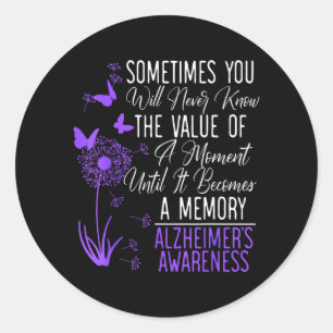 Alzheimers Disease Awareness Dementia Wear Purple Classic Round Sticker