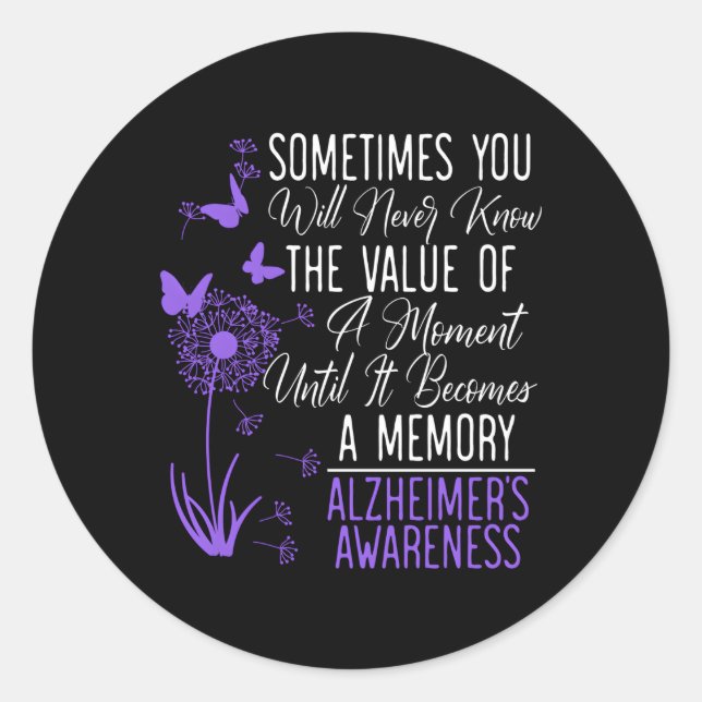 Alzheimer'S Disease Awareness Detia I Wear Purple Classic Round Sticker (Front)