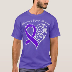 Alzheimers Disease Awareness Heart Ribbon Gift Val T-Shirt