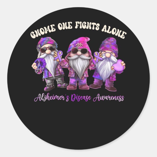 Alzheimers Disease Awareness Month Purple Ribbon G Classic Round Sticker (Front)