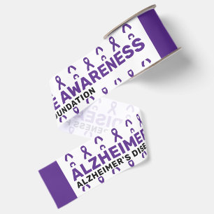 Alzheimer's Disease Awareness Pattern Ribbon Grosgrain Ribbon
