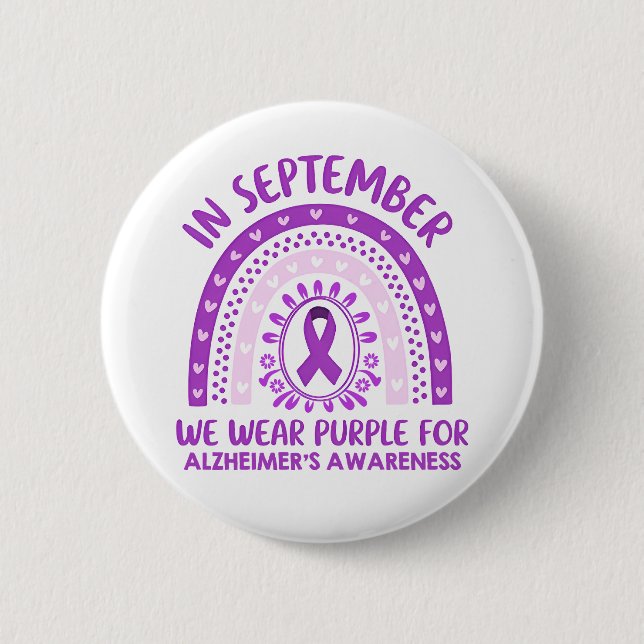 Alzheimer's Disease Awareness Purple Ribbon 6 Cm Round Badge (Front)