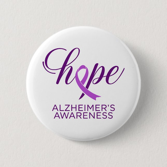 Alzheimer's Disease Awareness Purple Ribbon 6 Cm Round Badge (Front)