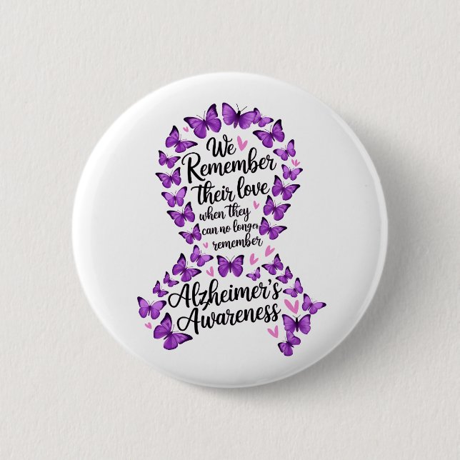Alzheimer's Disease Awareness Purple Ribbon 6 Cm Round Badge (Front)