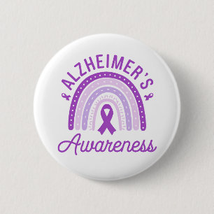 Alzheimer's Disease Awareness Purple Ribbon 6 Cm Round Badge