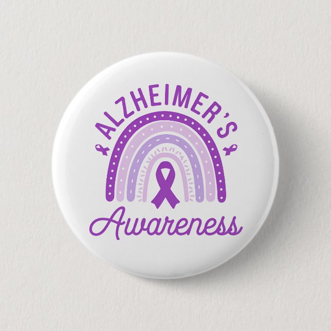 Alzheimer's Disease Awareness Purple Ribbon 6 Cm Round Badge (Front)