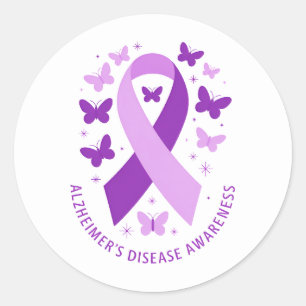 Alzheimer's Disease Awareness Purple Ribbon Classic Round Sticker