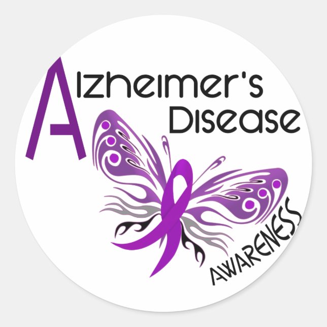 Alzheimer's Disease BUTTERFLY 3 Awareness Classic Round Sticker (Front)